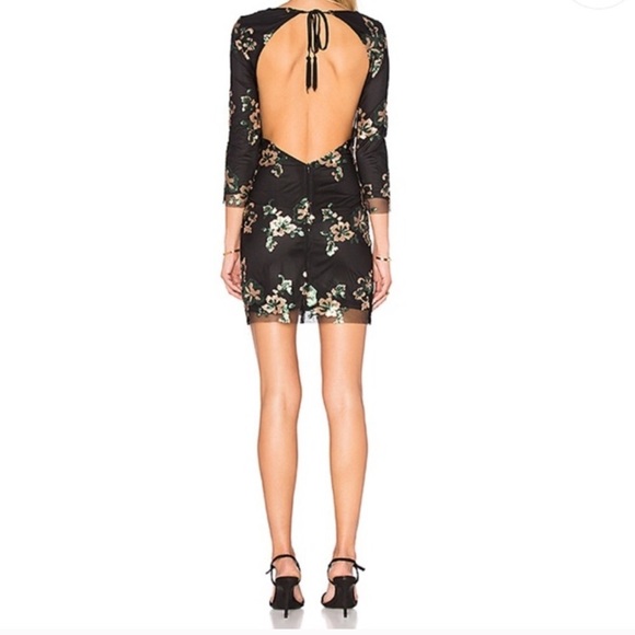 WYLDR Black floral sequin dress mini open back L - Picture 2 of 8